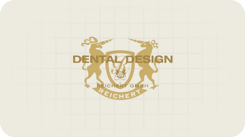 Logo mit zwei Einhörnern und dem Text Dental Design Reichert GmbH.